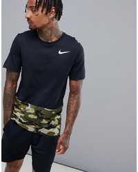 Nike Training Hyperdry T Shirt In Black With Camo Aq1091 010