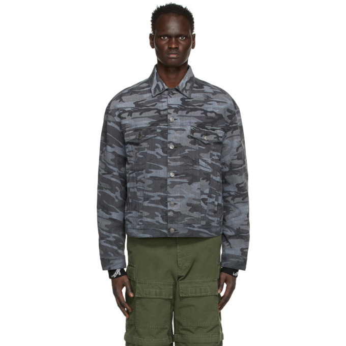 Balenciaga Black Denim Camo Large Fit Jacket, $1,690 | SSENSE | Lookastic