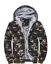 YangguTown Ygt Warm Fleece Fur Outwear Camouflage Jacket Camocasual Hooded Cargdian
