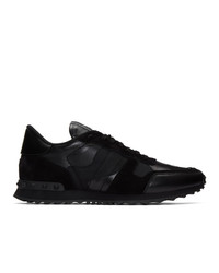 Black Camouflage Leather Athletic Shoes