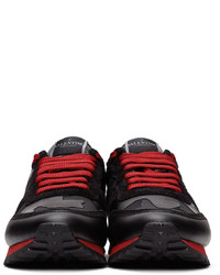 Valentino Garavani Black Red Camo Rockrunner Sneakers