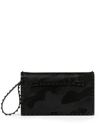 Black Camouflage Leather Clutch