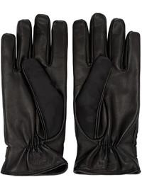 Valentino Black Nylon Leather Camo Gloves
