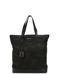 Black Camouflage Leather Holdall