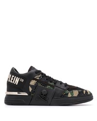 Philipp Plein Crystal Embellished Leather Sneakers