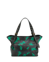 Black Camouflage Leather Tote Bag