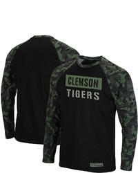 Colosseum Black Clemson Tigers Oht Military Appreciation Camo Raglan Long Sleeve T Shirt