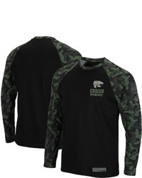 Colosseum Black Kansas State Wildcats Oht Military Appreciation Camo Raglan Long Sleeve T Shirt