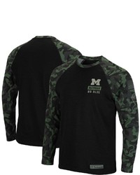 Colosseum Black Michigan Wolverines Oht Military Appreciation Camo Raglan Long Sleeve T Shirt At Nordstrom