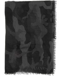 Black Camouflage Silk Scarf