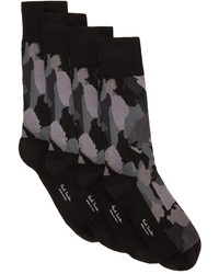 Paul Smith Four Pack Black Camouflage Socks