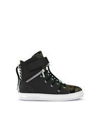 Black Camouflage Suede High Top Sneakers