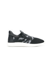 Black Camouflage Suede Low Top Sneakers