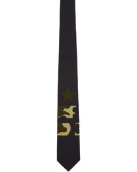 Givenchy Black Camo Star And Double Stripes Tie