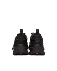 Prada Black Leather And Mesh Crossection Sneakers