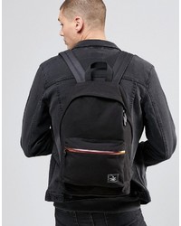 Asos Brand Backpack In Black Canvas With Iridescent Zip