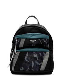 Prada Black And Blue Camouflage Backpack