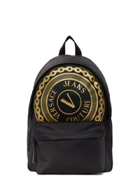 VERSACE JEANS COUTURE Black Barocco Big Logo Backpack