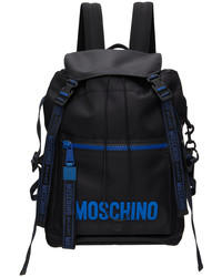 Moschino Black Blue Logo Backpack