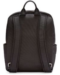 Giuseppe Zanotti Black Canvas Leather Logo Backpack