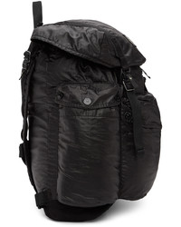 Stone Island Black Mussola Gommata Canvas Backpack