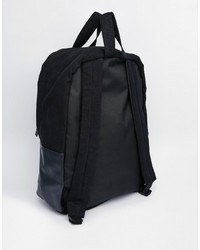 Asos Brand Backpack In Black Canvas With Grab Handles