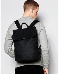 Asos Brand Backpack In Black Washed Canvas