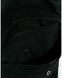 Asos Brand Backpack In Black Washed Canvas