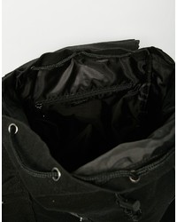 Asos Brand Commander Backpack In Black Canvas