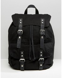 Asos Brand Smart Canvas Backpack In Black