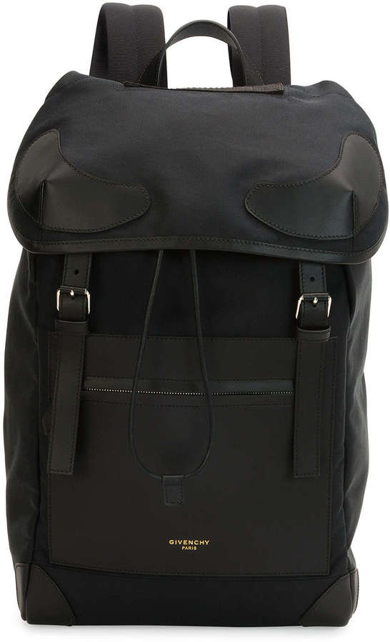 black canvas drawstring backpack