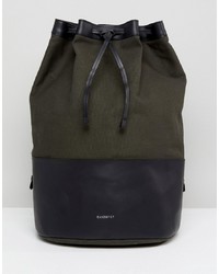 SANDQVIST Gita Duffle Backpack In Cotton Canvas And Leather Mix