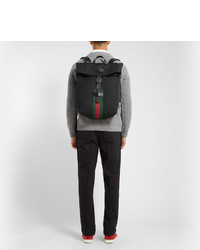Gucci Leather And Nylon Canvas Backpack
