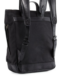 Cole Haan Leather Trim Canvas Messenger Backpack Black
