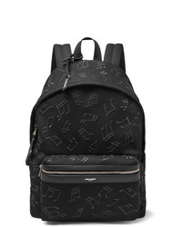 Saint Laurent Leather Trimmed Embroidered Canvas Backpack