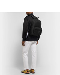 Versace Logo Appliqud Leather Trimmed Shell Backpack