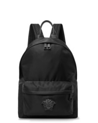 Versace Logo Appliqud Leather Trimmed Shell Backpack