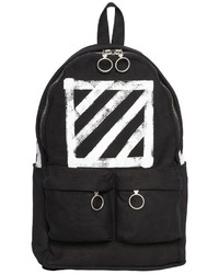 Off-White Brushed Stripes Cotton Canvas Backpack