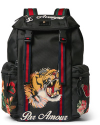 Gucci Patch Embellished Canvas Backpack