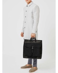 Topman Premium Black Canvas And Leather Backpack