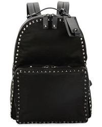 Valentino Rockstud Nylon Backpack Black