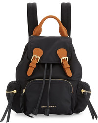 Burberry Small Leather Trim Nylon Backpack Black