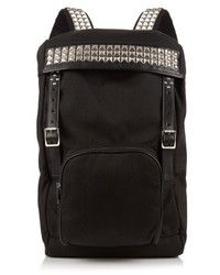 Saint Laurent Stud Embellished Canvas And Leather Backpack