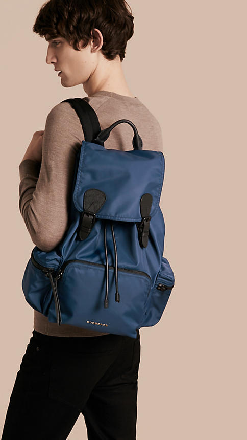 The large rucksack in store technical nylon and leather