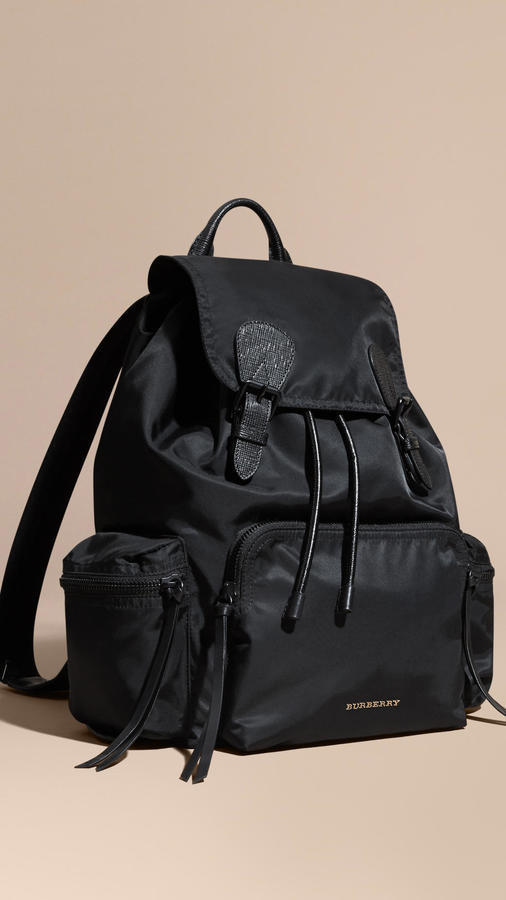 burberry men's black nylon backpack
