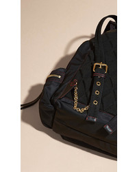 Burberry The Large Rucksack In Topstitched Nylon And Leather