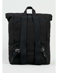 Topman Premium Black Canvas Roll Top Backpack