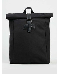 Topman Premium Black Canvas Roll Top Backpack