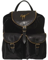 Giuseppe Zanotti Design Zipped Velvet Leather Backpack