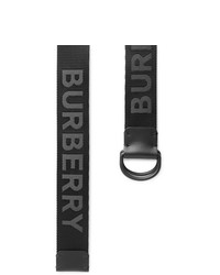 Burberry 4cm Black Leather Trimmed Logo Jacquard Webbing Belt